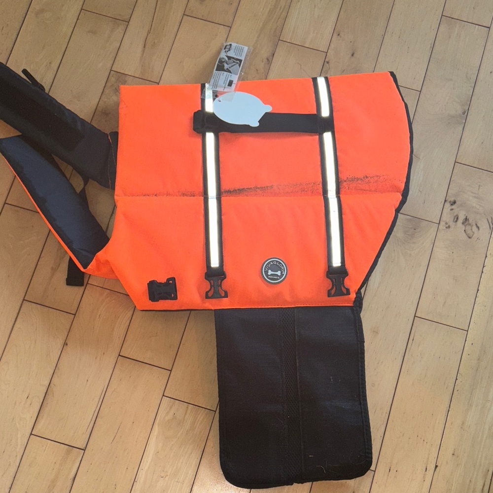 Dog Life Jacket - Orange and Gray